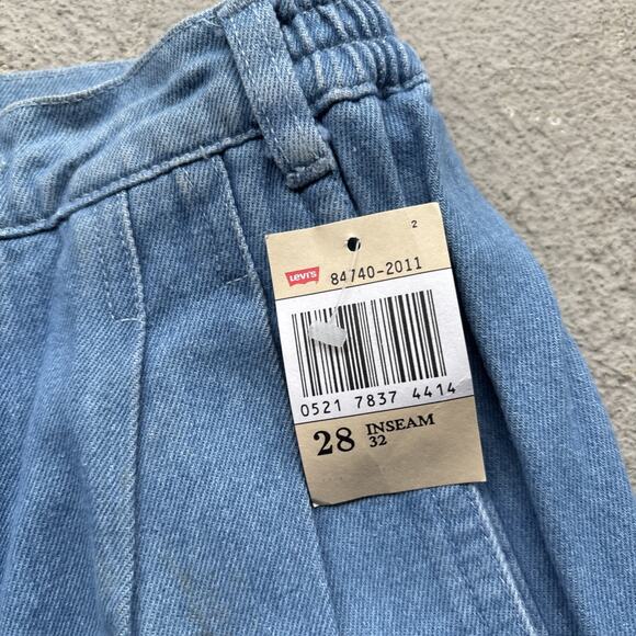 Deadstock 80s Dockers Jeans Mens 28x32 Pleated Denim Levis Cargo Tapered Vintage - Picture 8 of 16